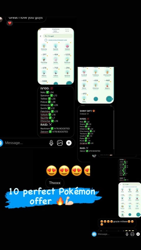 Instagram message about 10 perfect Pokémon offer