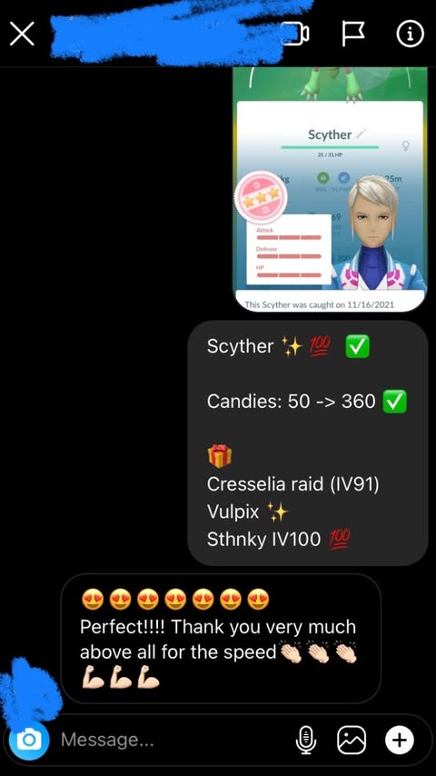 Instagram message about IV100 and raid order