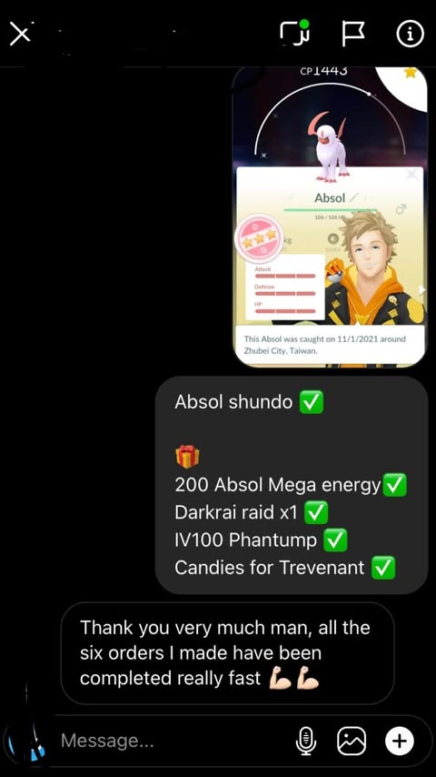 Instagram message about Shundo and raid order