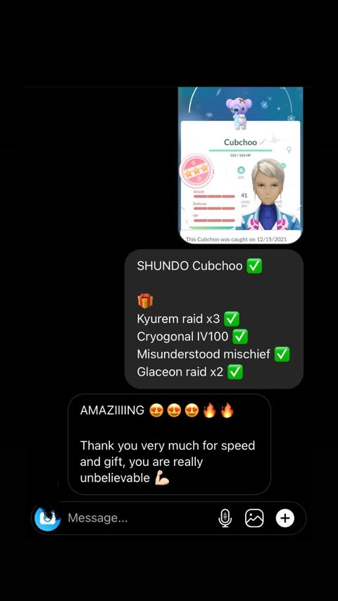 Instagram message about Shundo and raid order
