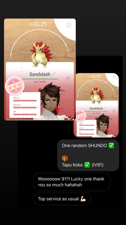 Instagram message about Random Shundo order